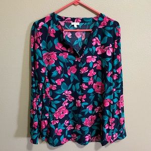 Talbots Floral Long Sleeve Blouse Size Large